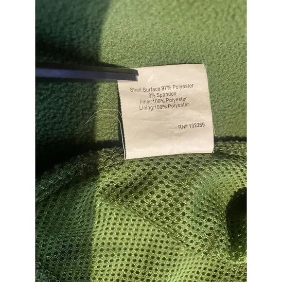 Men's Denali 2XL Fleece Lined‎ Soft Shell Full Zip Jacket Green Zip Shut Pockets
